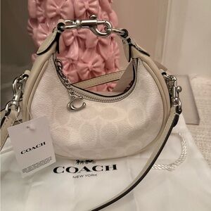 Coach Small Pebbled Leather Hobo Bag in Chalk/Cream